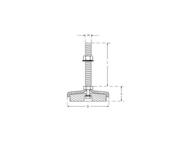 Kauçuk Tabanlı Boyalı Sabit Makine Ayak M20x200mm Çap 160