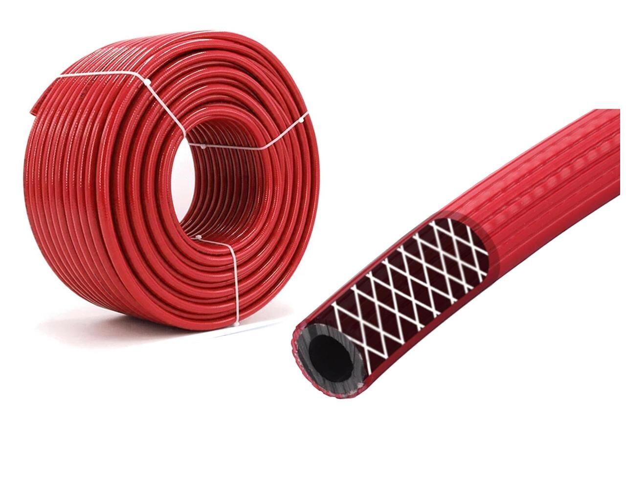 Çelik Thermo Kompresör Hava ve LPG Hortumu 8 mm Kırmızı