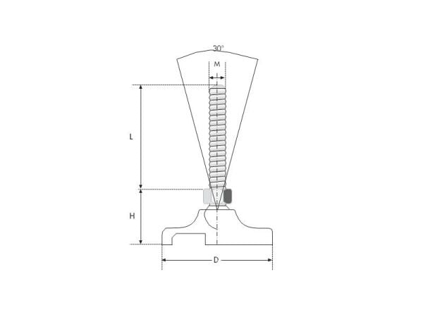Polyamid Tabanlı Mafsallı Makine Ayak M16x60 Çap110