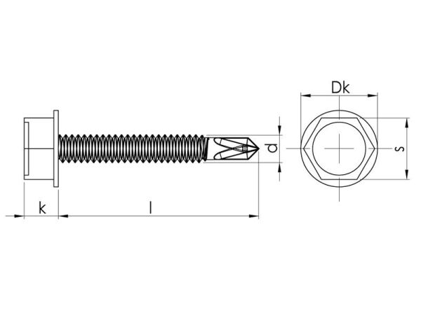 6.3x25 mm Çatı Trapez Vidası DIN 7504-K
