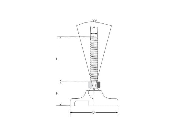 Polyamid Tabanlı Mafsallı Makine Ayak   M16x60 Çap80
