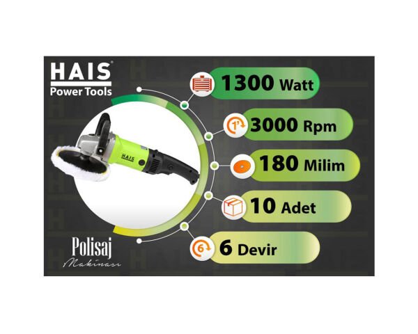 HAİS Polisaj Makinası 180 mm 1300 Watt MB7801
