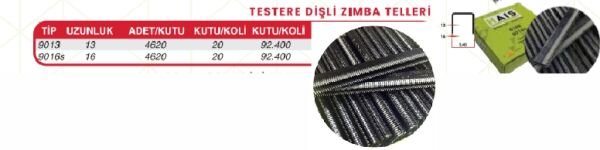 HAİS Testere Dişli Zımba Teli 9013
