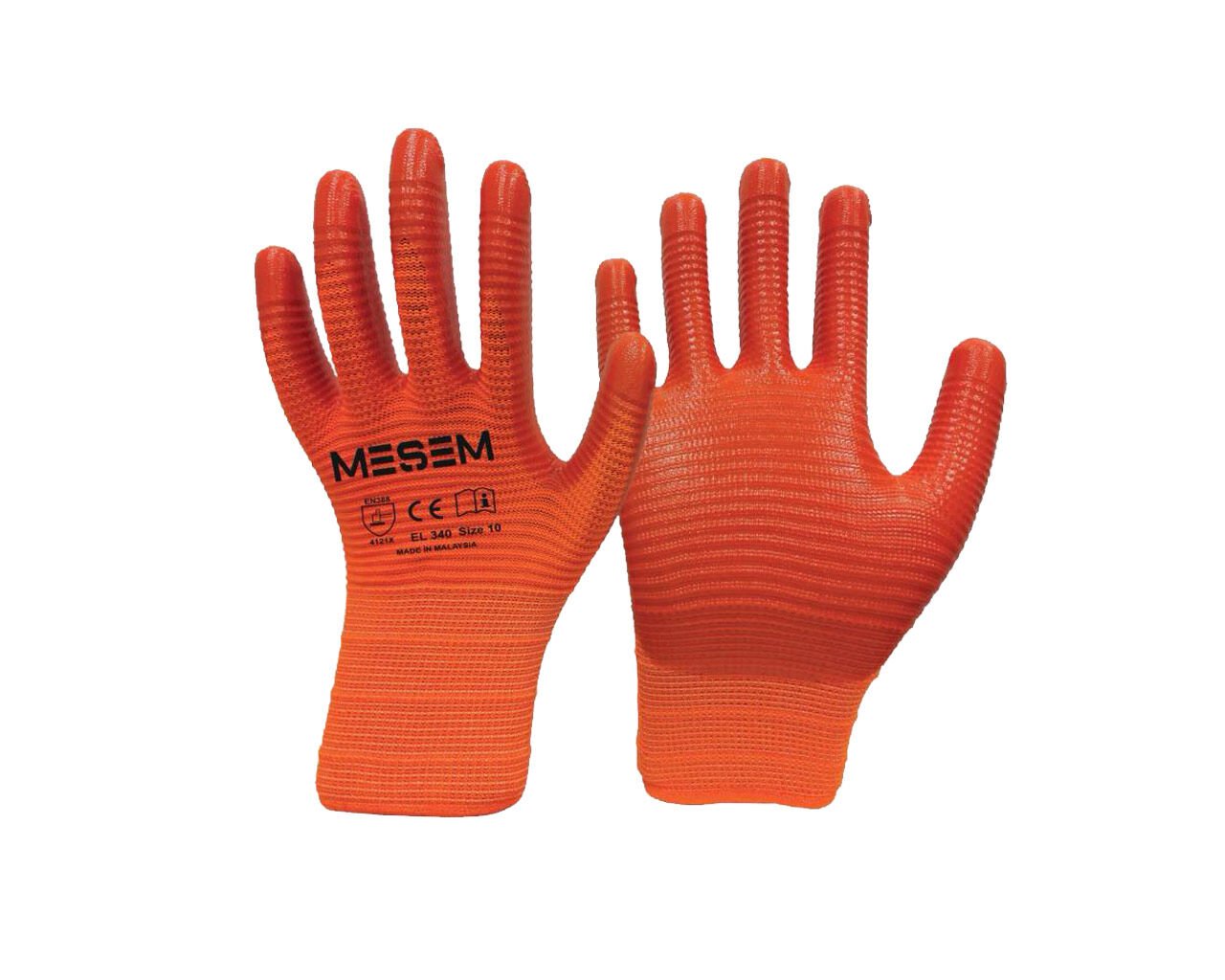 MES-EL340 1/2 Nitril Kaplı Zebra Turuncu Eldiven