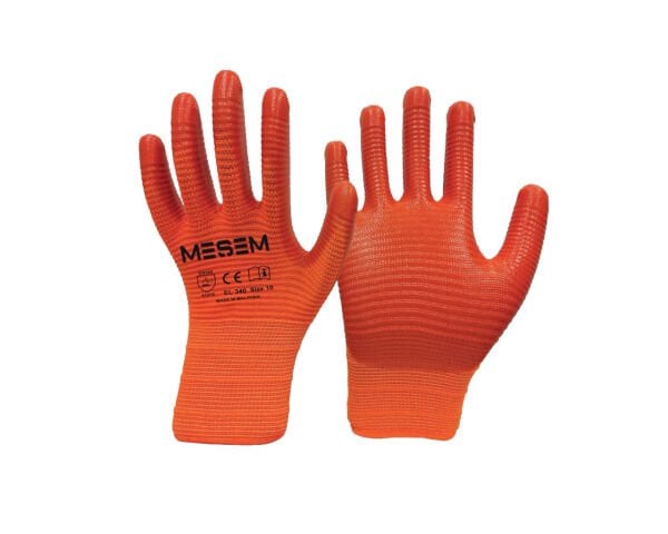 MES-EL340 1/2 Nitril Kaplı Zebra Turuncu Eldiven