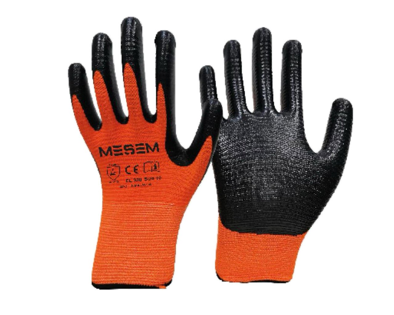 MES-EL330 1/2 Nitril Kaplı Zebra Siyah Eldiven