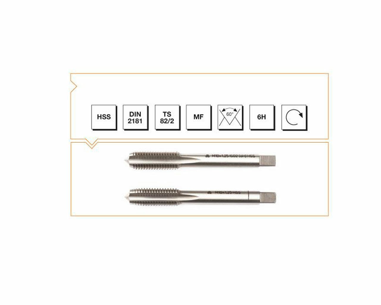 HSS DIN 2181 Metrik İnce Vidalı 2'li Takım Kılavuzu M22x1.5