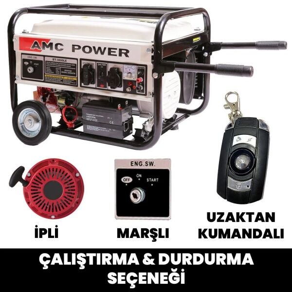 AMC BT 3800LE BENZİNLİ İPLİ MARŞLI JENERATÖR 3.5KVA 220VOLT