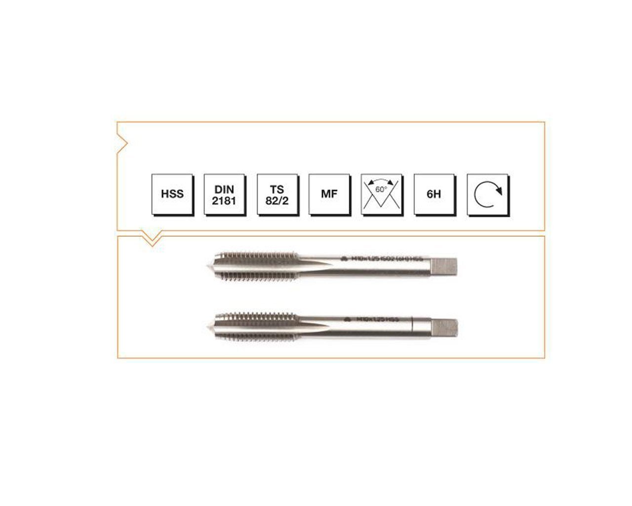 HSS DIN 2181 Metrik İnce Vidalı 2'li Takım Kılavuzu M16x1.5