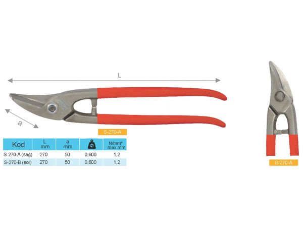 S-270A Sağ Düz Saç Makas 270x50 mm