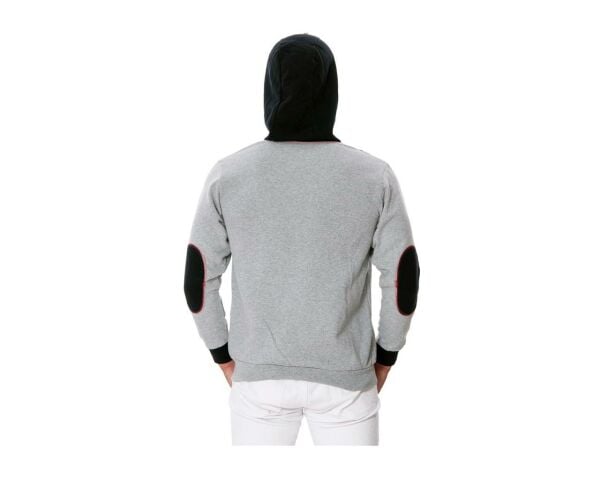 Kapşonlu Cepli Sweat Gri XXXL