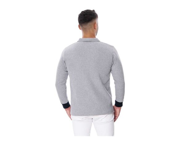 Polo Yaka İki İplik Uzun Kol Sweat Gri XXXL