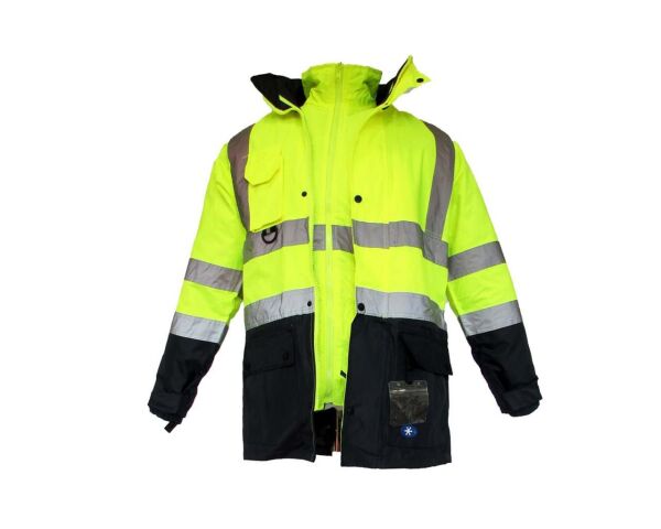 JUNIOR JN1003 Fosforlu Oxford 5+1 İçi Çıkmalı Parka Sarı Lacivert XXXL beden