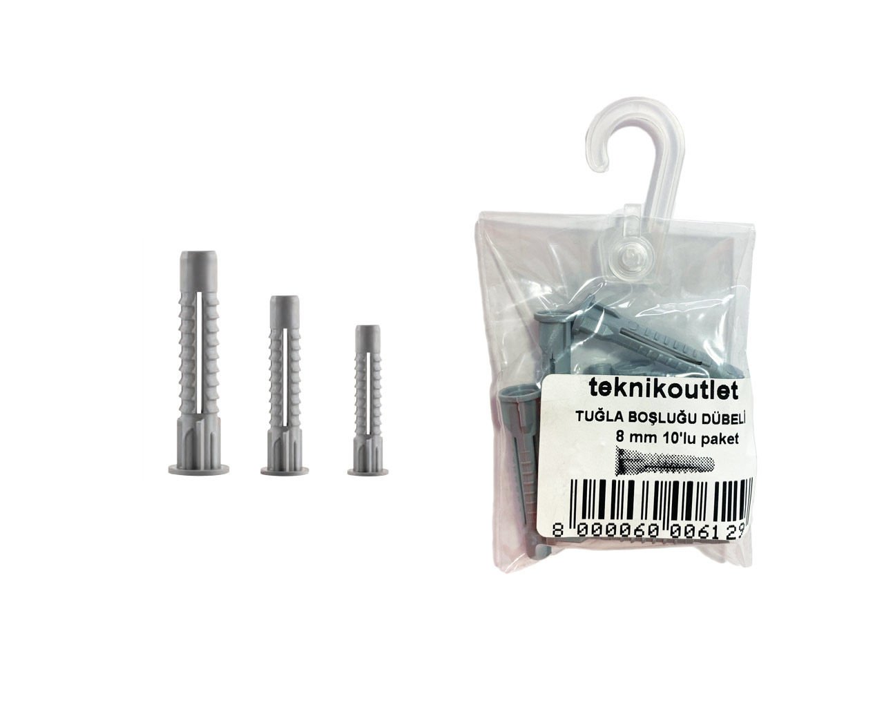 Tuğla Boşluk Dübeli 8 mm 10'lu Paket