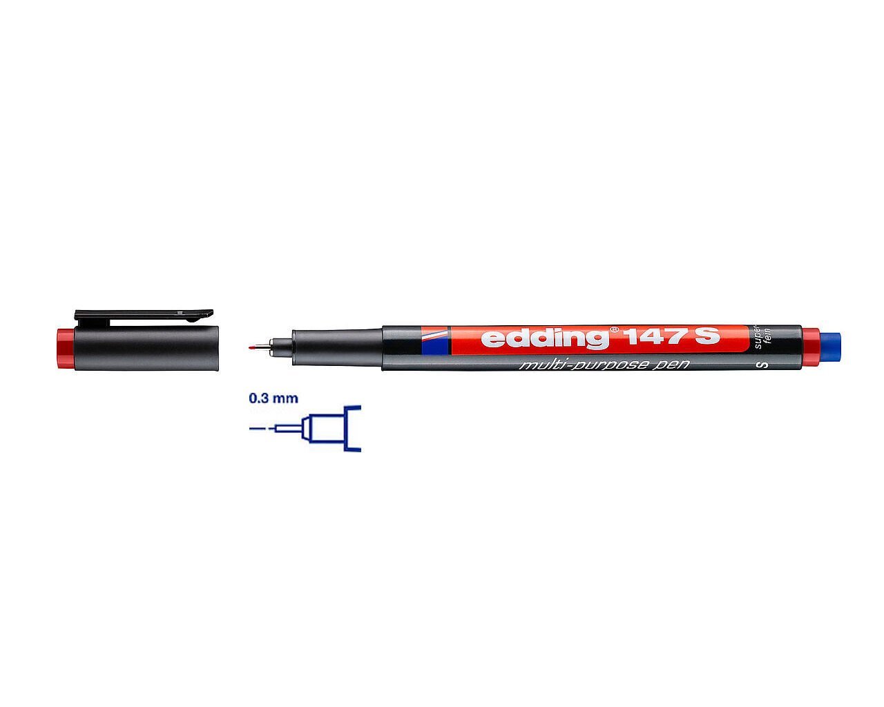 Edding 147S Asetat Kalemi Kırmızı