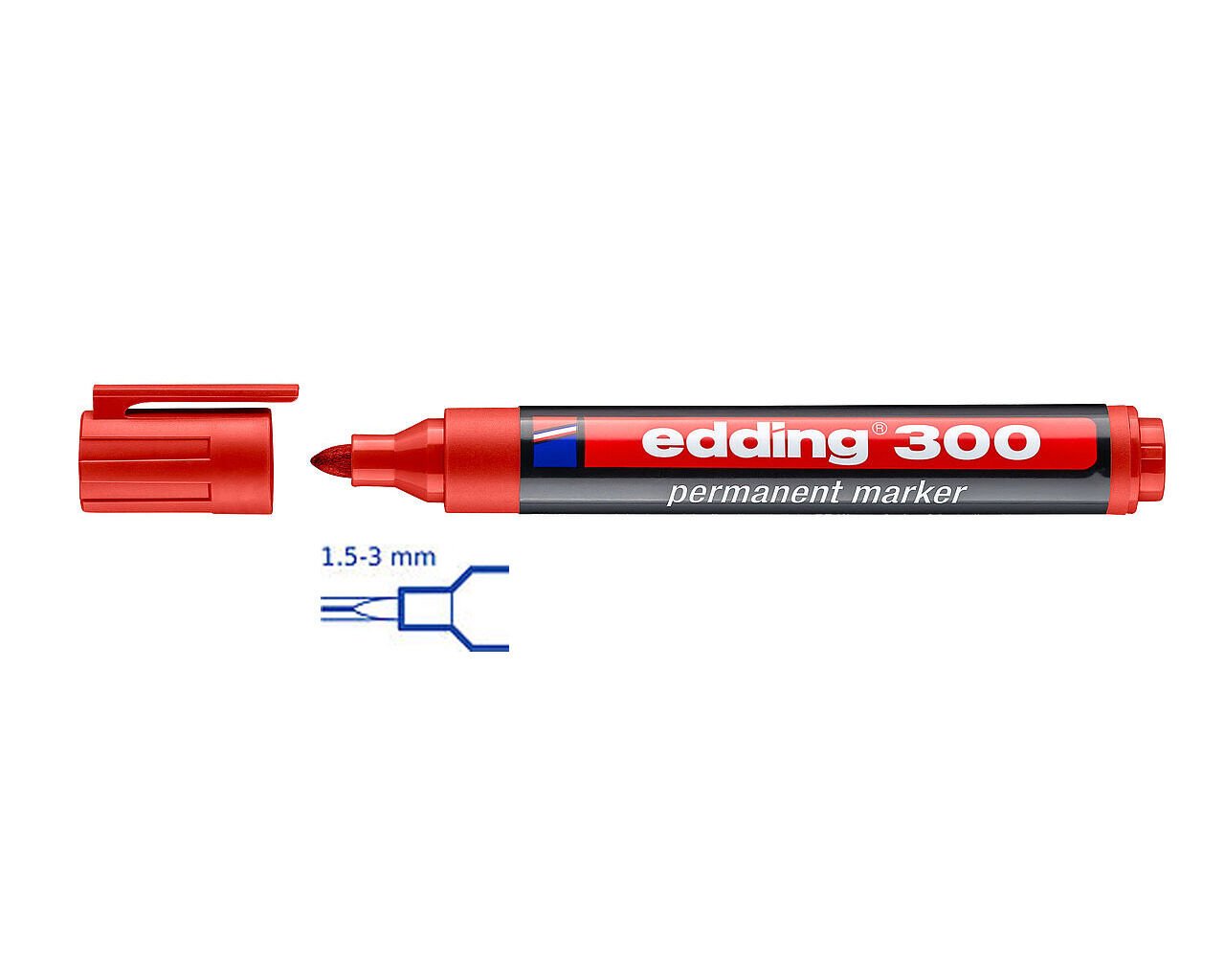 Edding 300 Çok Amaçlı Kullanıma Uygun Cam Yazı Kalemi Kırmızı
