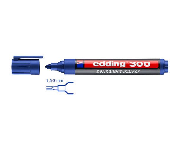 Edding 300 Çok Amaçlı Kullanıma Uygun Cam Yazı Kalemi Mavi