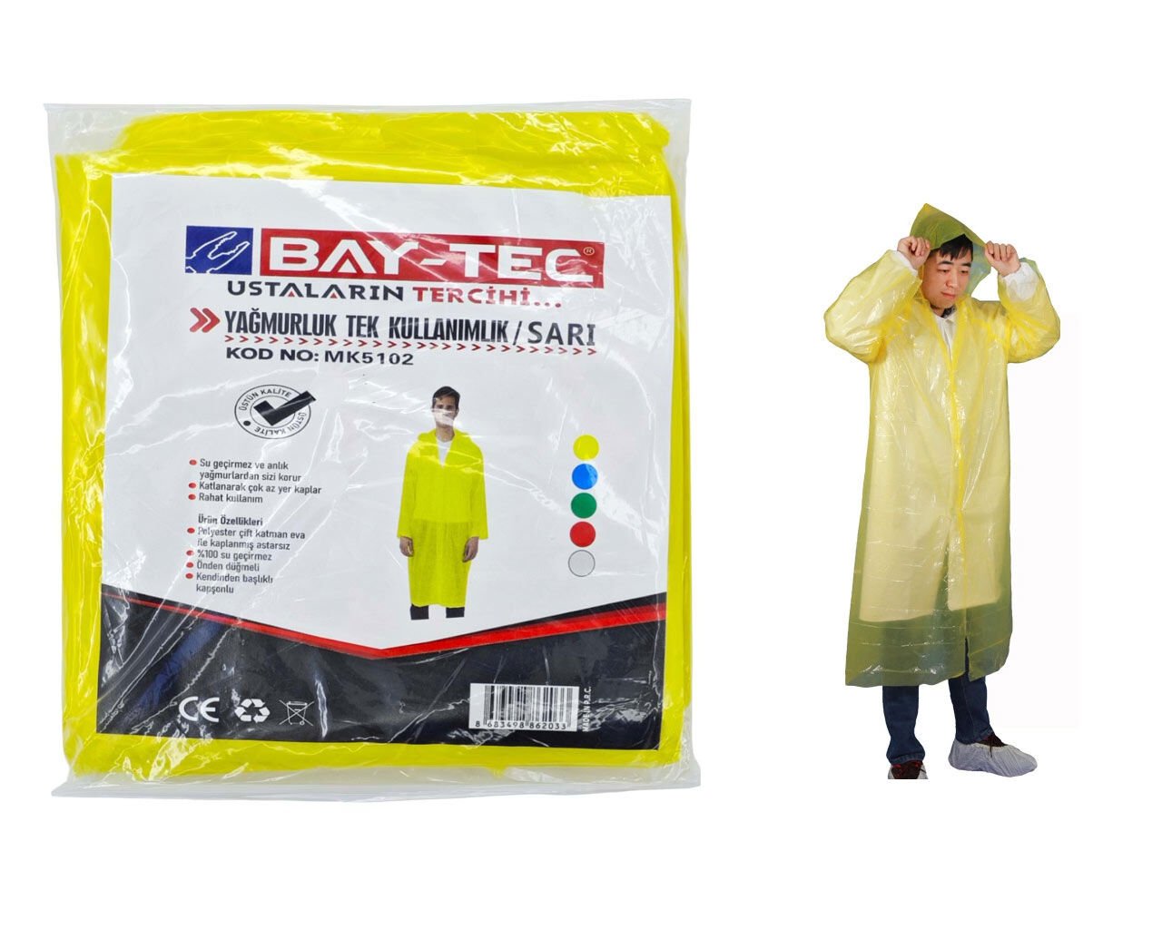 BAY-TEC MK5102 Yağmurluk Tek Kullanımlık Sarı
