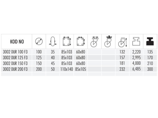 3002 DUR 80 Frenli Döküm PU Kaplı Teker