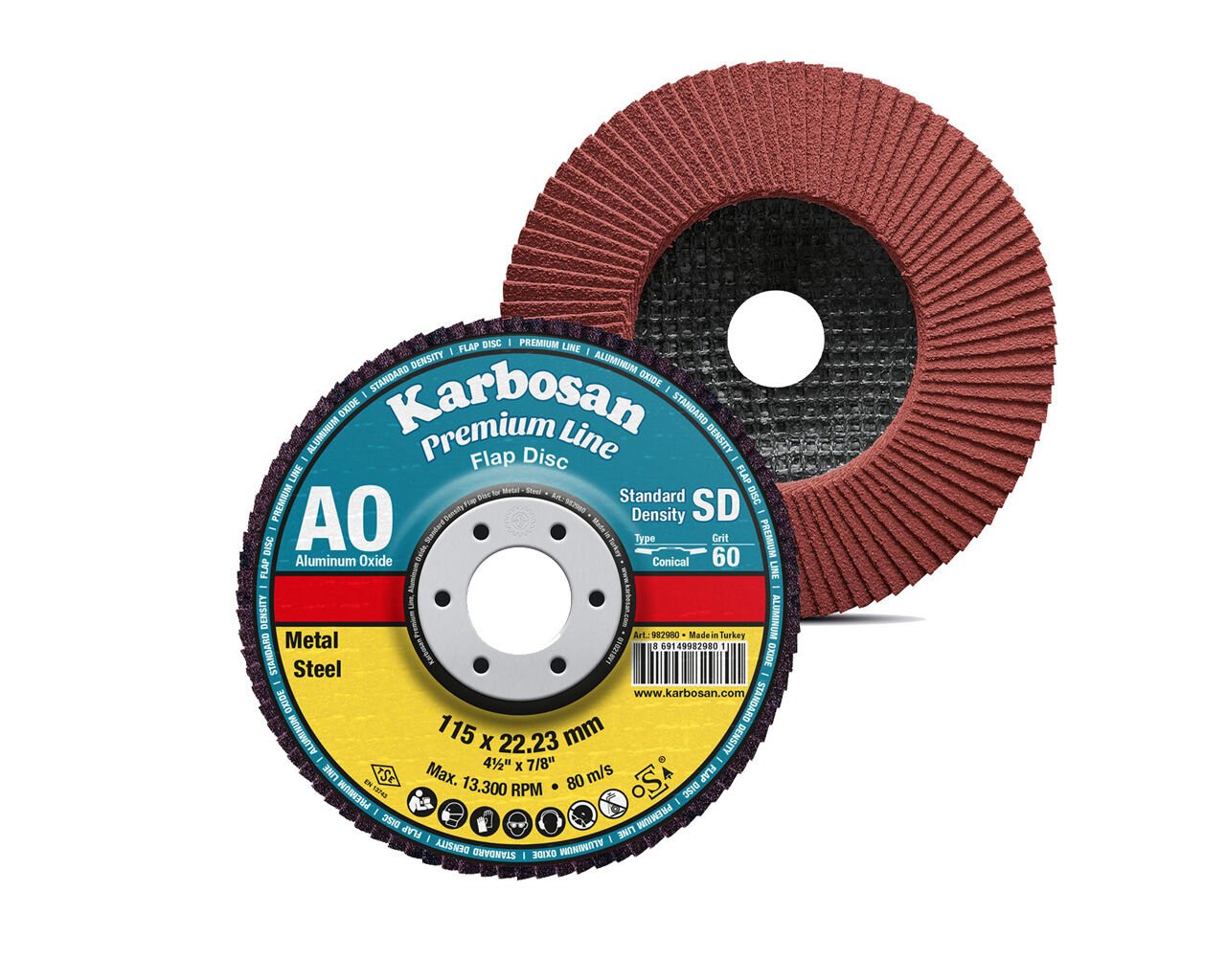 KARBOSAN 115mm AO Flap Disk 60 Kum