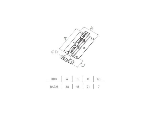 Yaylı Kapı Sürgüsü 68x45mm