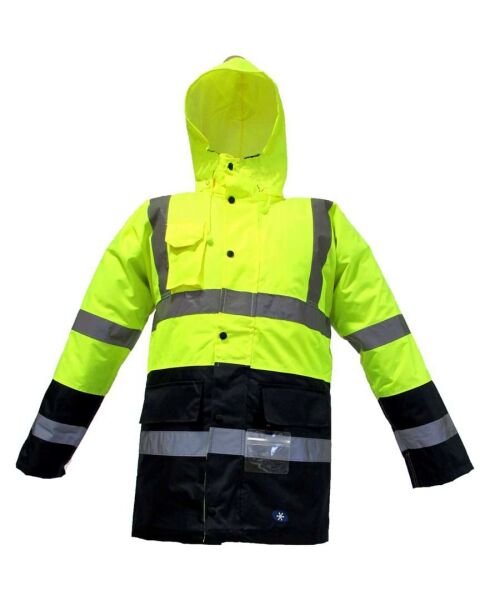 JUNIOR JN1013 Waterproof Fosforlu Oxford Parka Sarı Lacivert XXXL beden