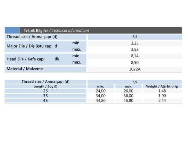 3.5x25 mm Matkap Uçlu Alçıpan Vidası
