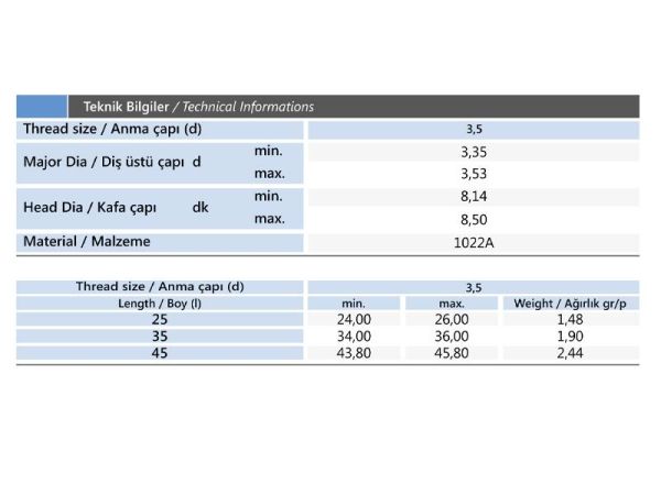 3.5x35 mm Matkap Uçlu Alçıpan Vidası