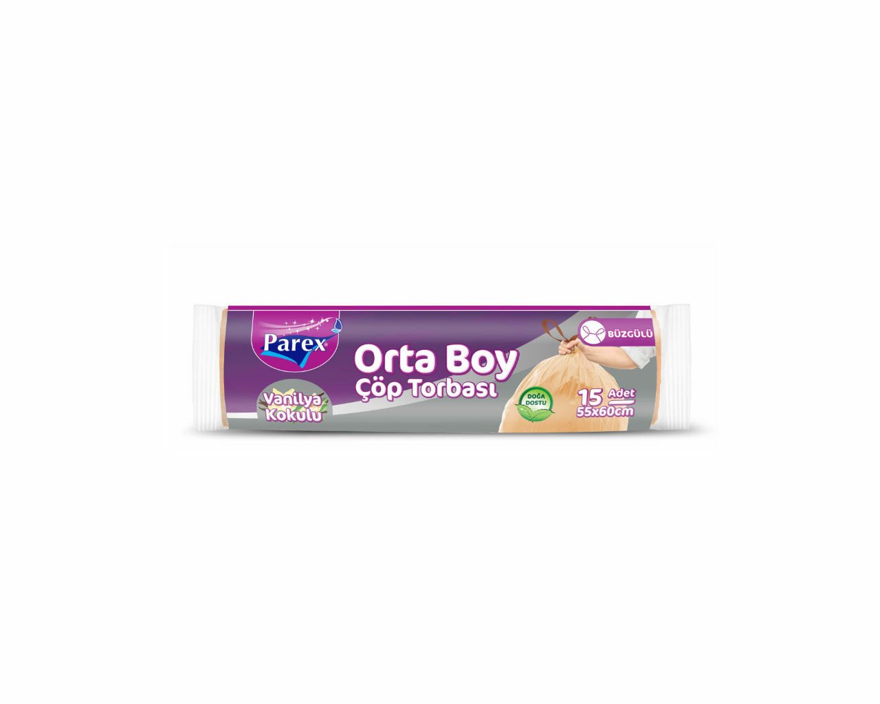 PAREX Eko Büzgülü Vanilya Kokulu Çöp Torbası Orta Boy 55x60 cm
