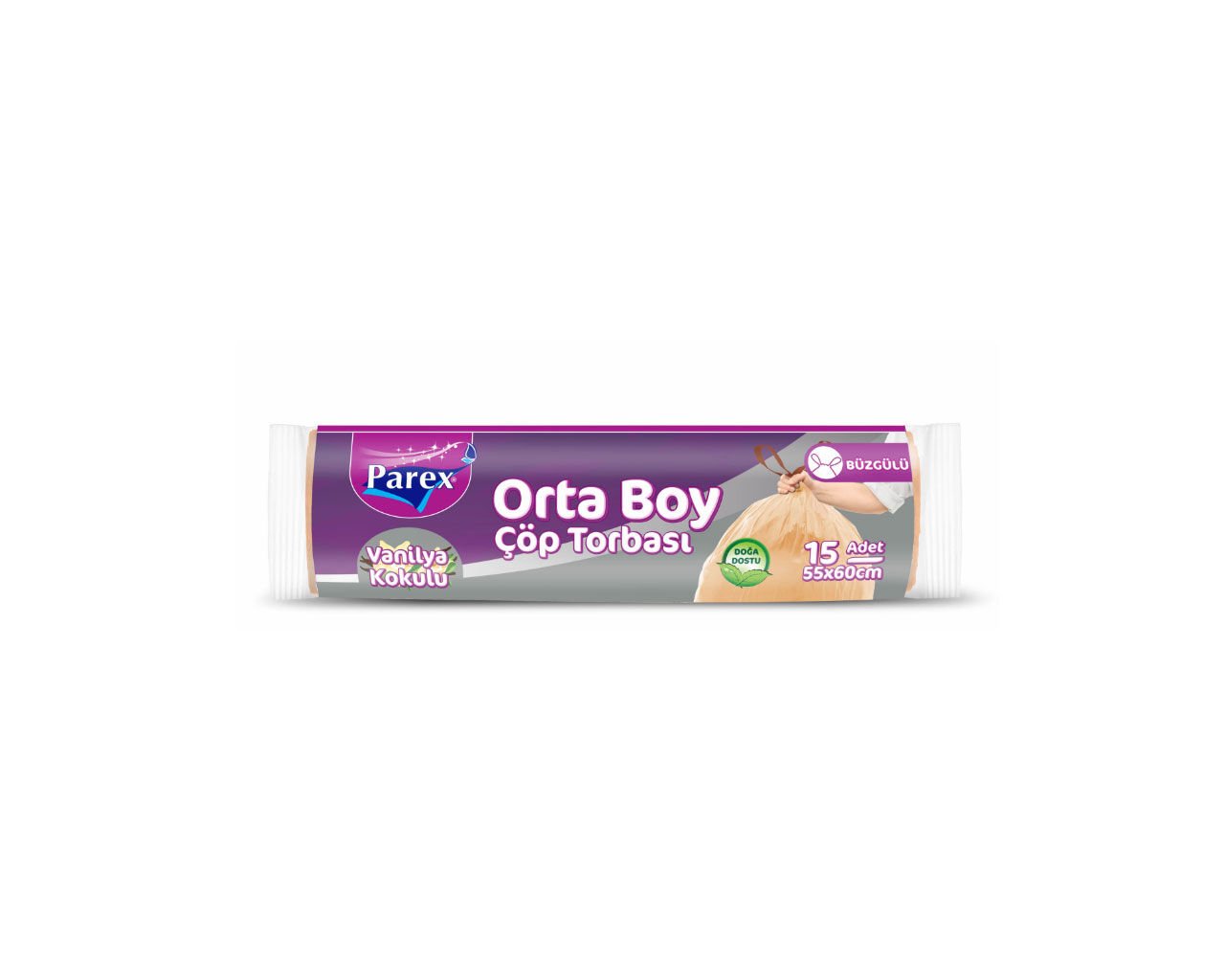 PAREX Eko Büzgülü Vanilya Kokulu Çöp Torbası Orta Boy 55x60 cm