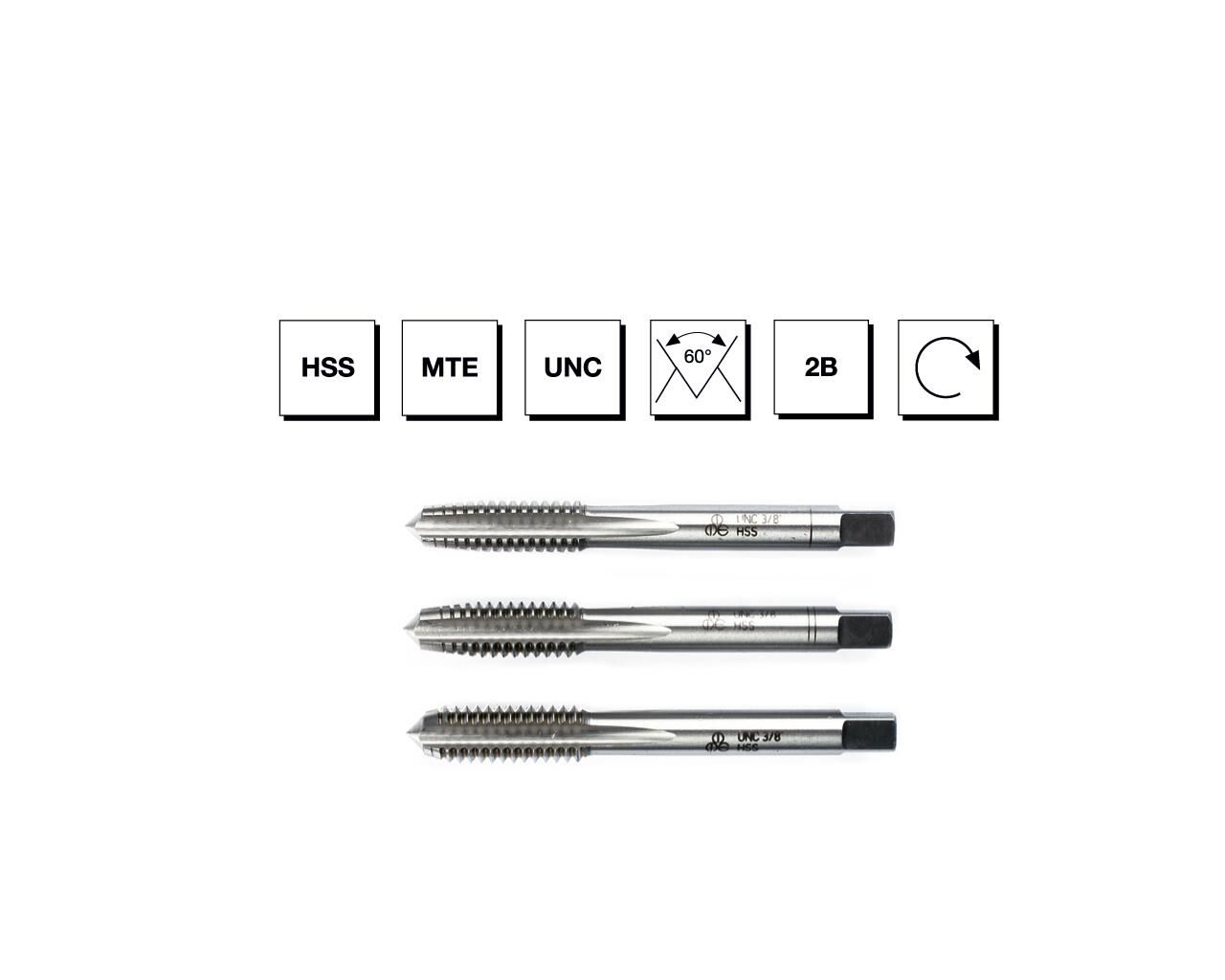 HSS MTE Normu USA Normal Vidalı 3'lü Takım Kılavuzu - UNC 1''x8 mm