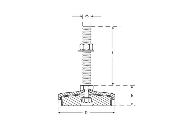 Krom Tezgah Tamponu M16x100 Çap120