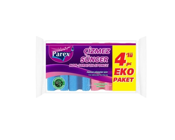 PAREX Çizmez Bulaşık Süngeri Oluklu 4'lü