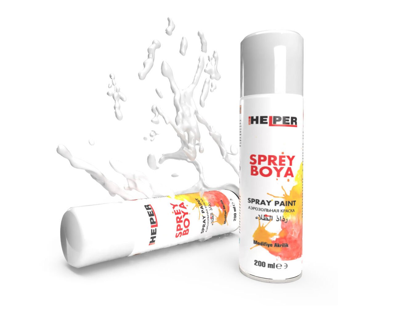 HELPER Akrilik Sprey Boya RAL 9010 Parlak Beyaz 200 ml