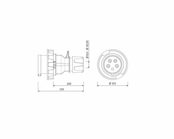 BC1-3505-7011 CEE Norm Düz Fiş 5X32A
