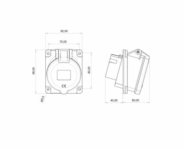 BC1-3505-2420 CEE Norm Eğik Makine Priz 5X32A