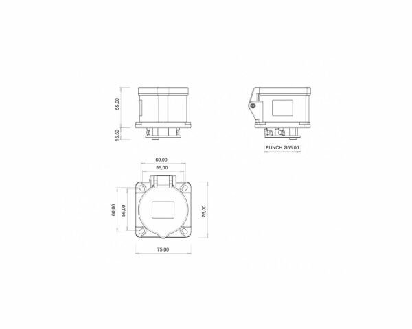 BC1-1505-2413 CEE Norm Makine Priz 5X16A (75X75)