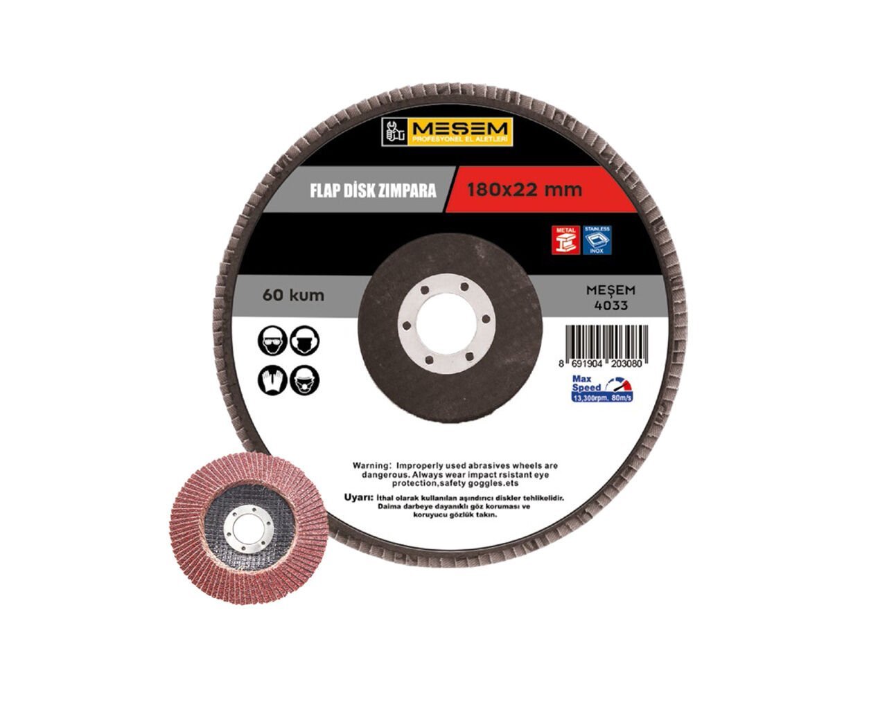 180x22mm 60 Kum Flap Disk AO MES4033