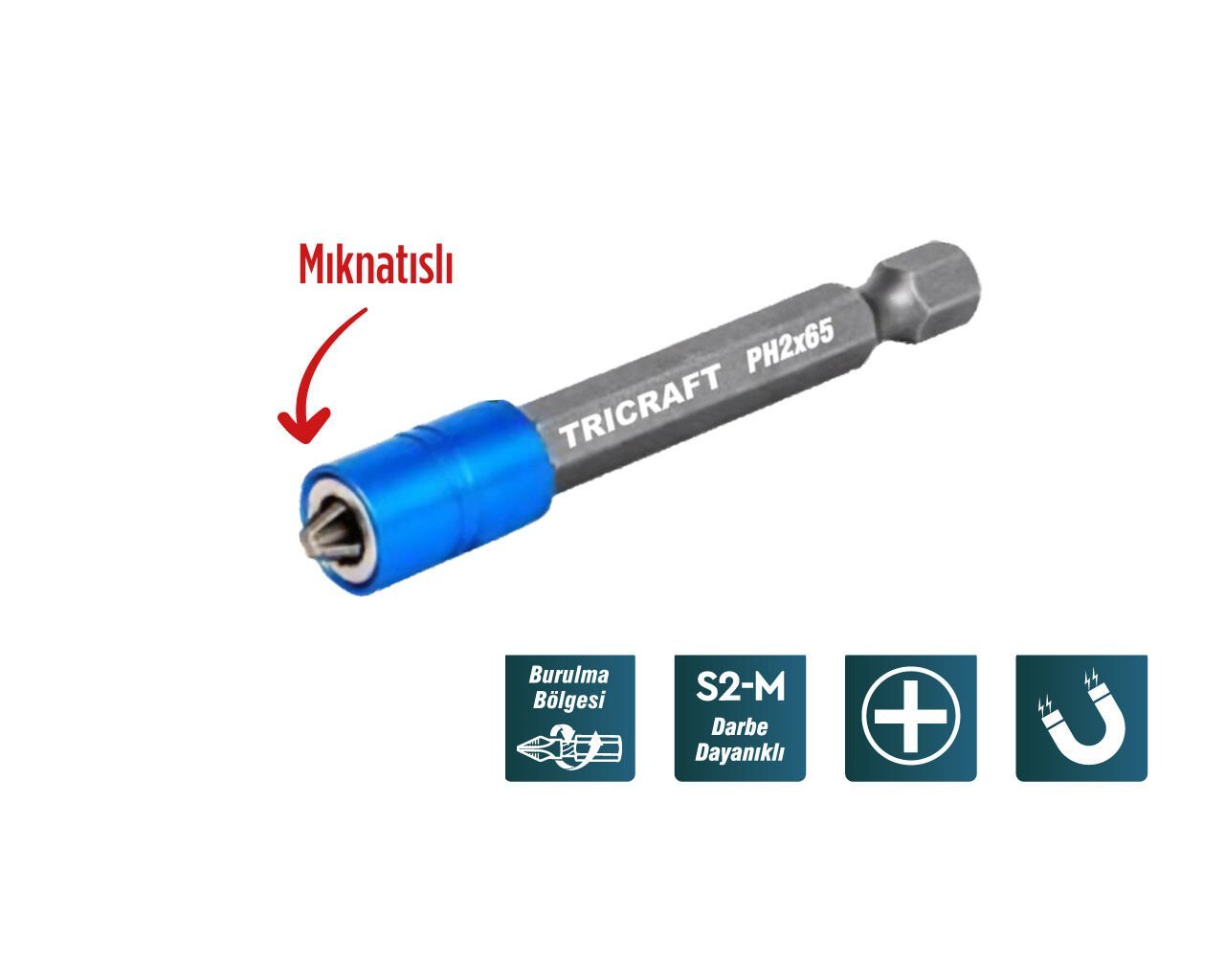 MES7081 PZ2x65 Mıknatıs Uçlu Bits Uç Tek Yönlü