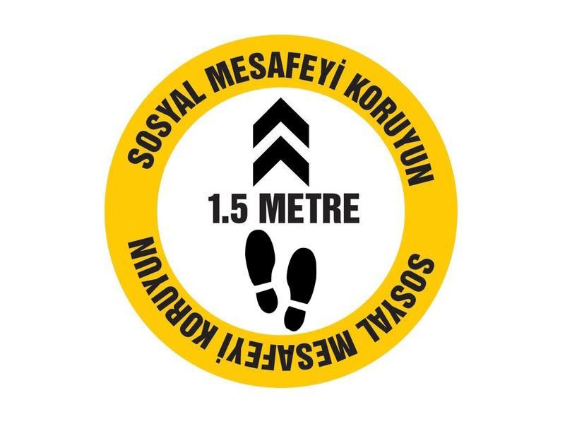 Sosyal Mesafeyi Koruyun Yuvarlak Sticker