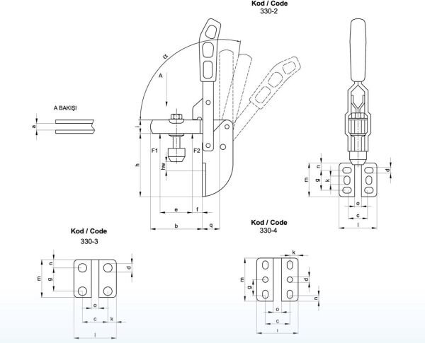330-3 Dikey Pozisyon Yan Tabanlı Klamp