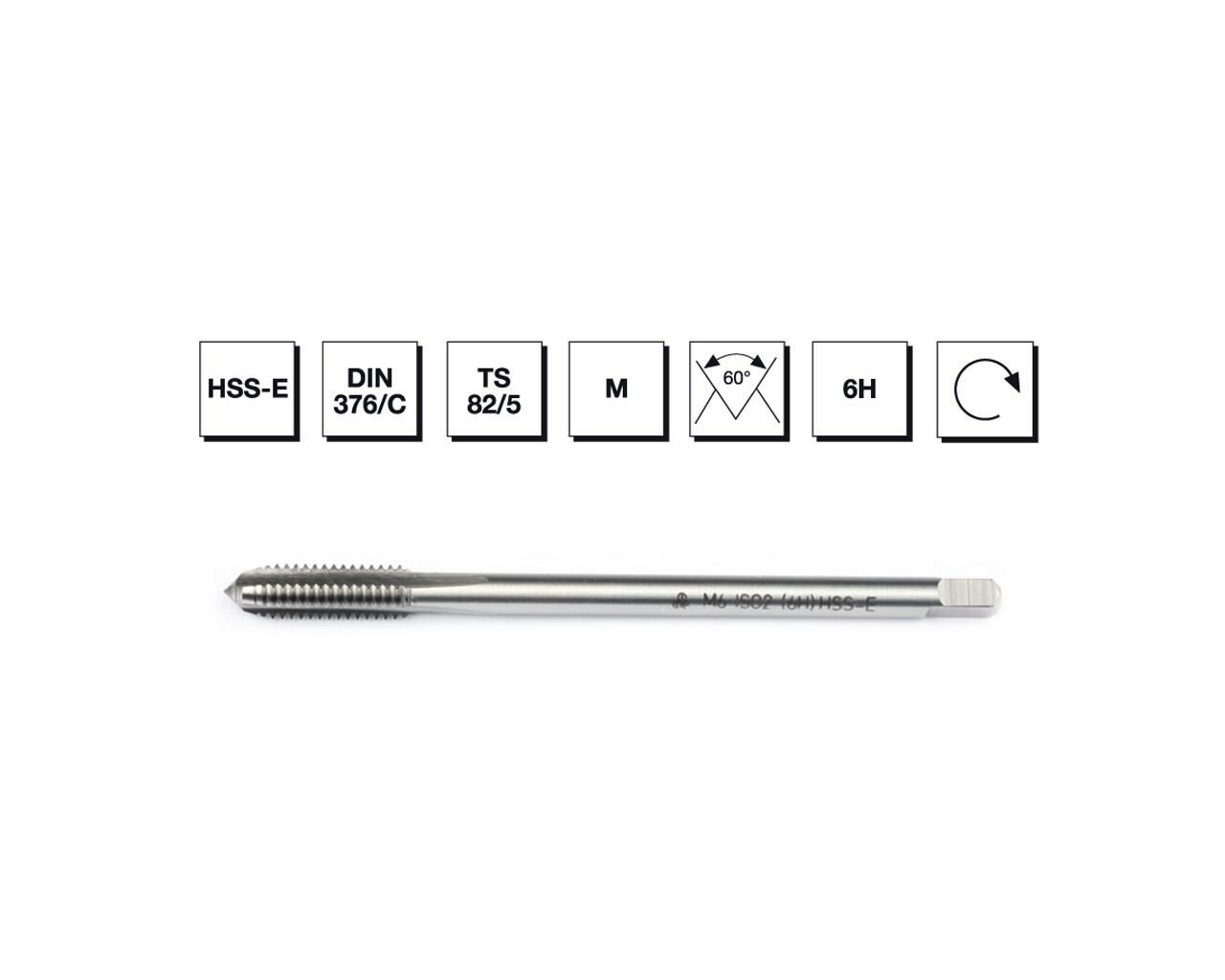 HSS - E DIN 376/C Metrik Normal Vidalı Düz Kanallı Makina Kılavuzu M14