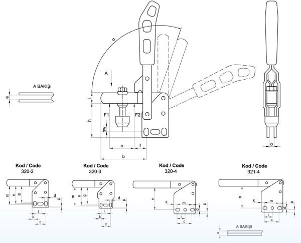 320-2 Dikey Pozisyon Dik Tabanlı Klamp