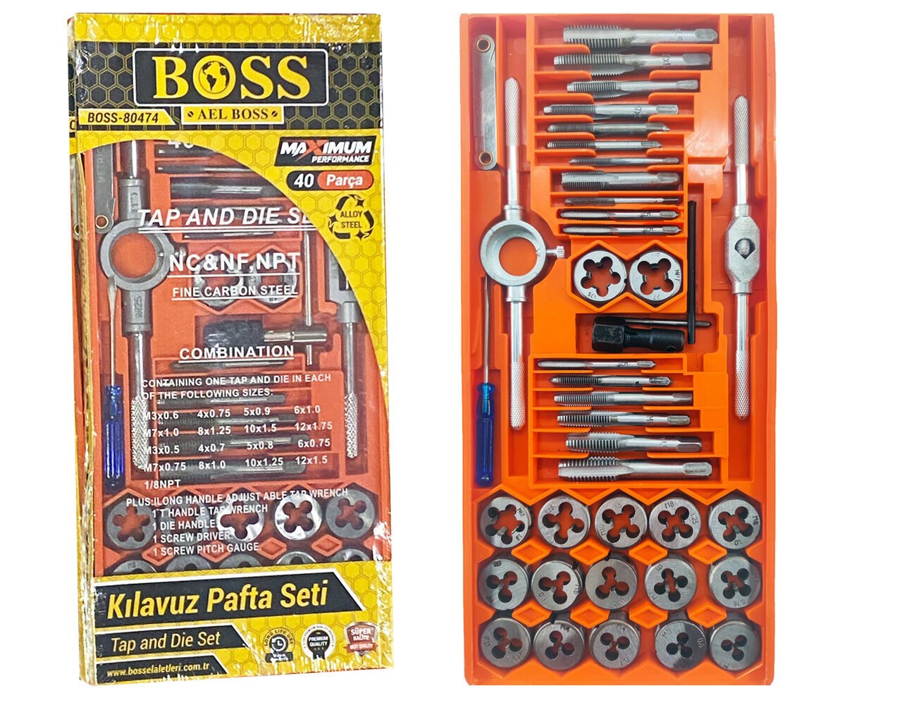 40 PARÇA Kılavuz ve Pafta Takımı BOSS80474
