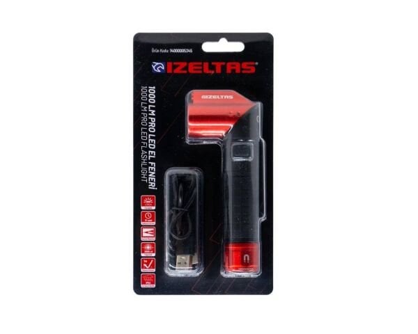 İZELTAŞ PRO LED El Feneri 1000 LM 90 Derece Ayarlanabilir