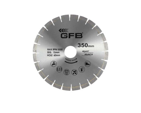 350x60-40x3.3x15mm Granit Kesme Testere Lazer Kaynaklı (Sessiz Kesim) GFB2376