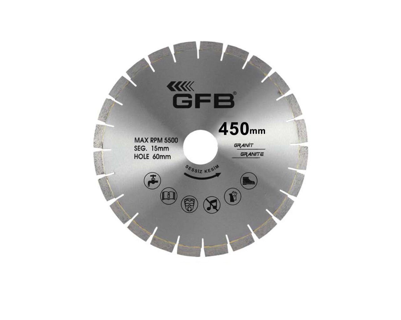 400x60-40x3.6x15mm Granit Kesme Testere Lazer Kaynaklı (Sessiz Kesim) GFB2377