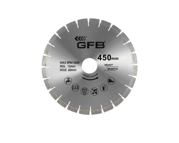 400x60-40x3.6x15mm Granit Kesme Testere Lazer Kaynaklı (Sessiz Kesim) GFB2377