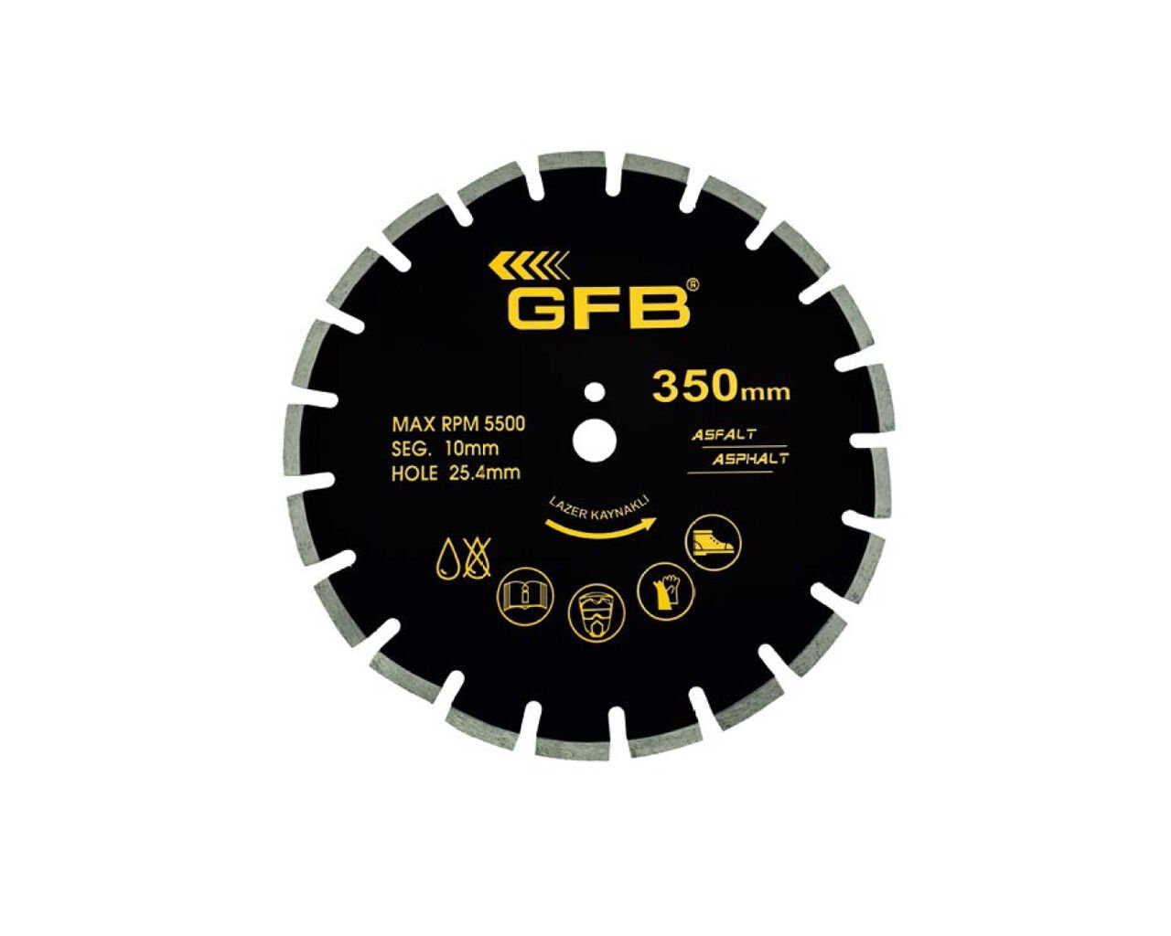 450x25.4x10 mm Asfalt Kesme Testere Lazer Kaynaklı GFB2375