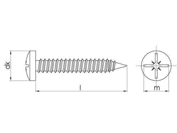 3.5x19 mm YSB Inox Saç Vidası DIN 7981